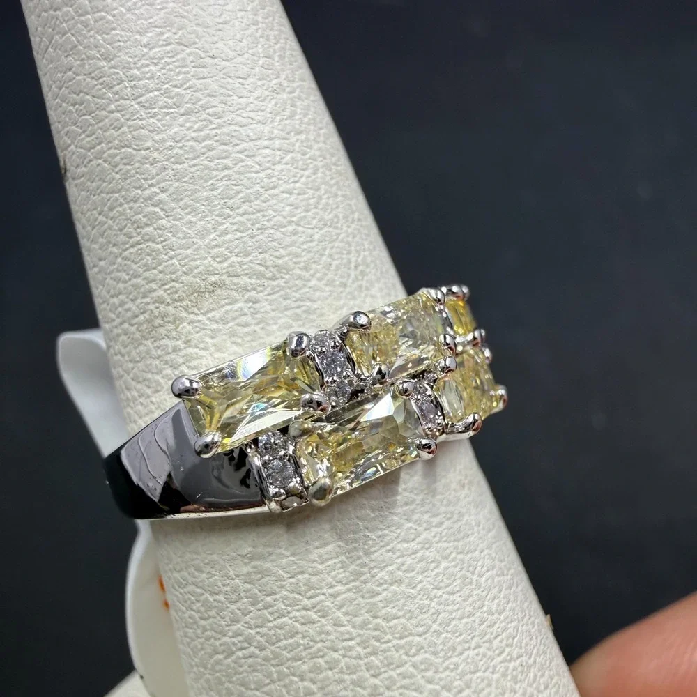 Bomb Party Linked in Love‎ Size 6 Ring Lemon CZ RBP5943 Rhodium Plated